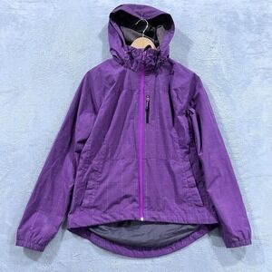 The North Face Rain Jacket Medium Full Zip Hooded Nylon Coat Outdoors Purple‎